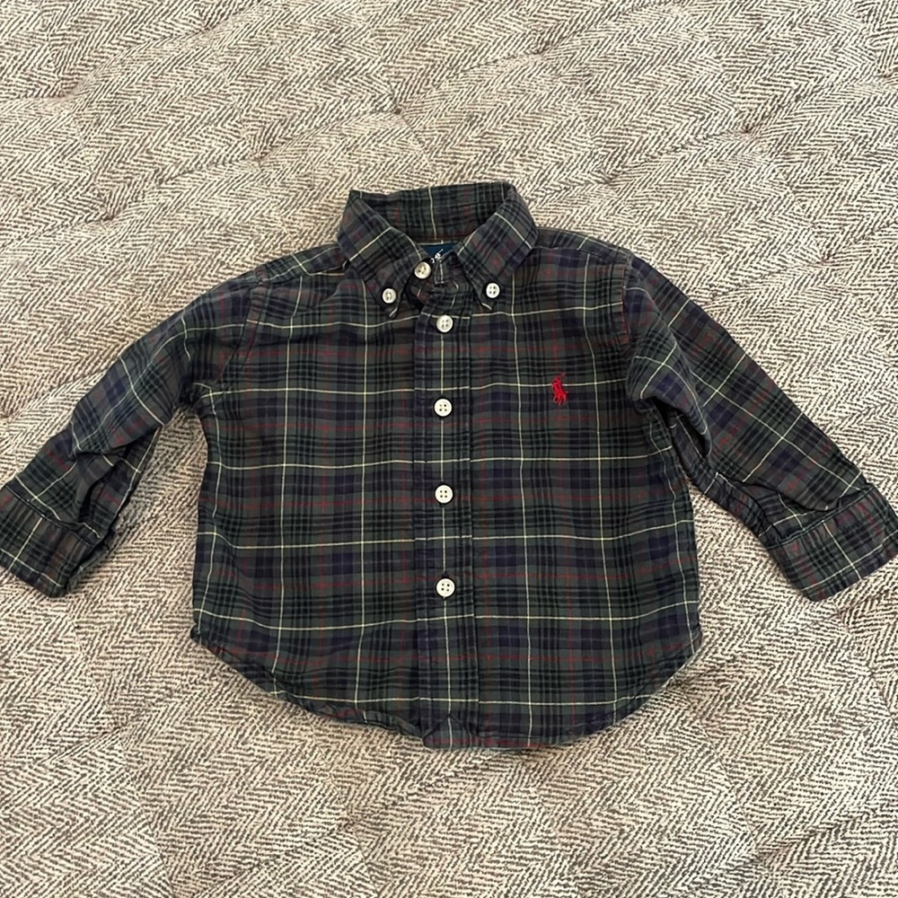 Ralph Lauren plaid button down shirt size 9 mths